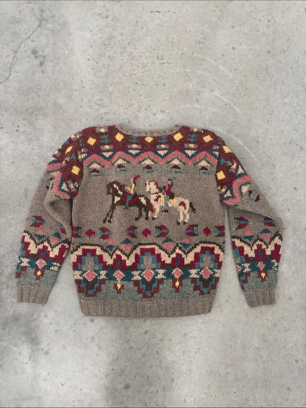 Vintage Ralph Lauren Country Wool Intarsia Polo Horse Southwestern Sweater W - Picture 3 of 4